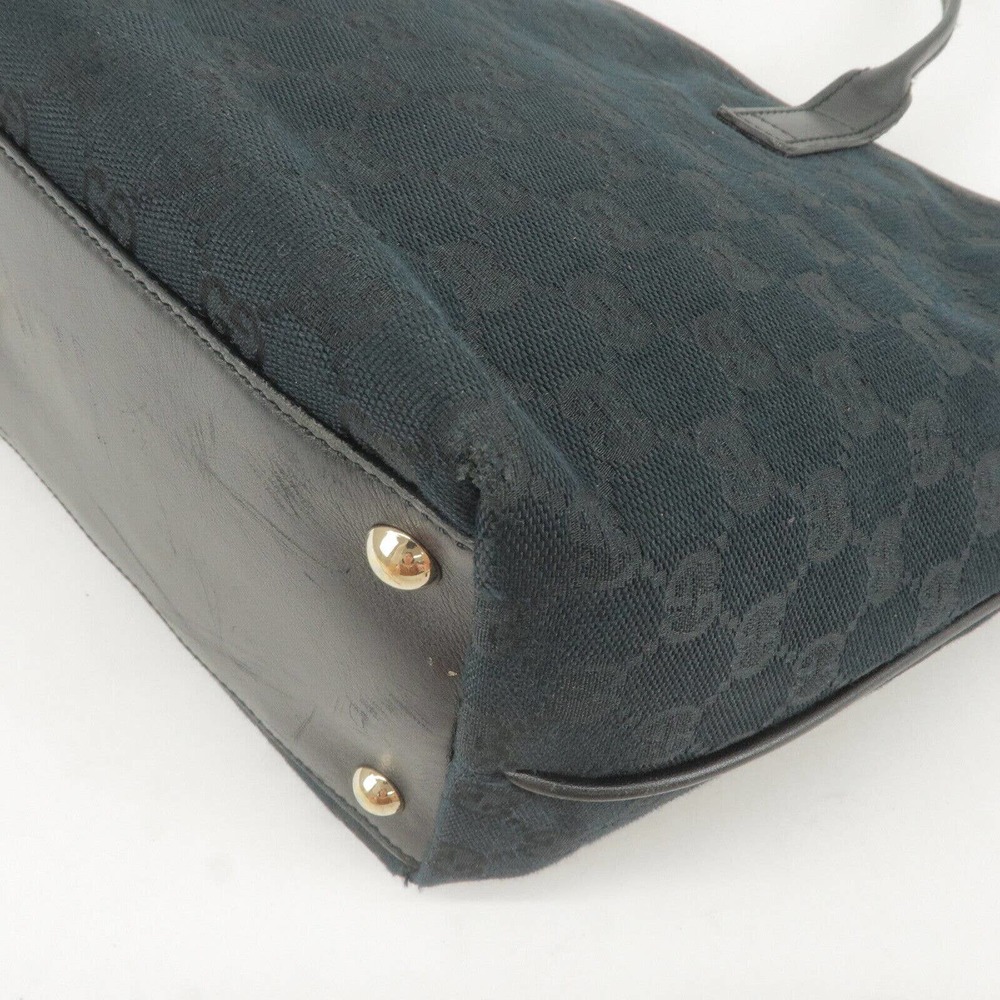 💎✨BEAUTIFUL✨💎 GUCCI Tote Bag Black GG Canvas Leather - Picture 12 of 16